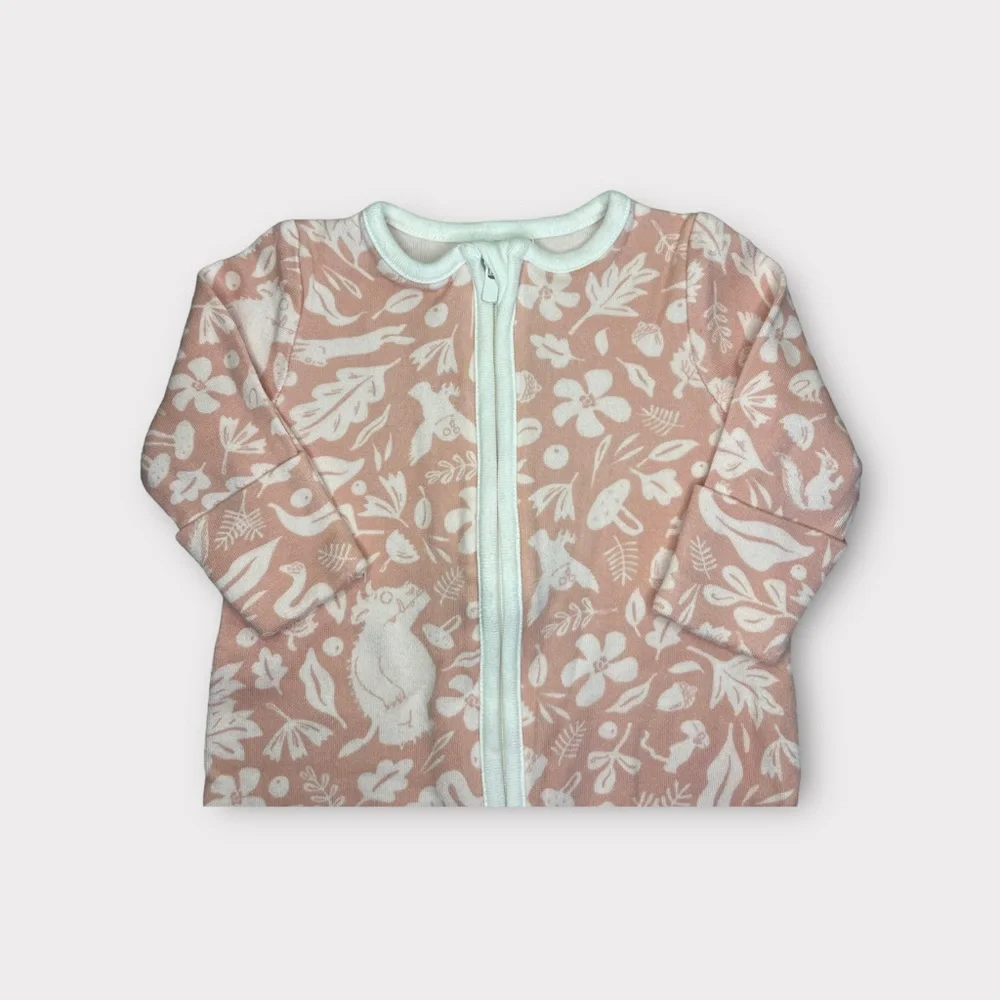 The Gruffalo By Mori Pink Floral Footie Bamboo Zipper